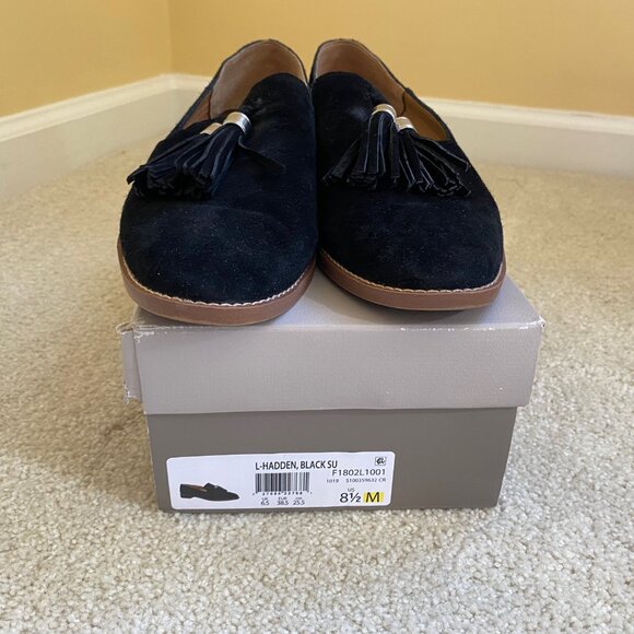 Like NEW! FRANCO SARTO black suede loafers with tassle, sz 8.5 - Picture 2 of 5